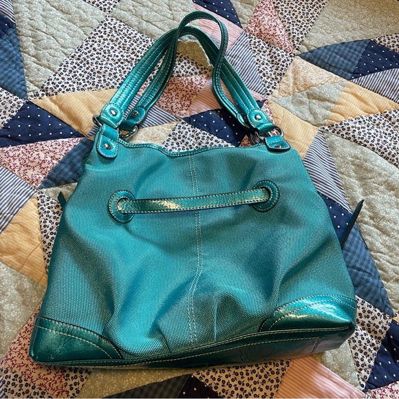 Vintage Y2K Kathy Van Zeeland Shoulder Bag Purse Turquoise Blue - Picture 4 of 9